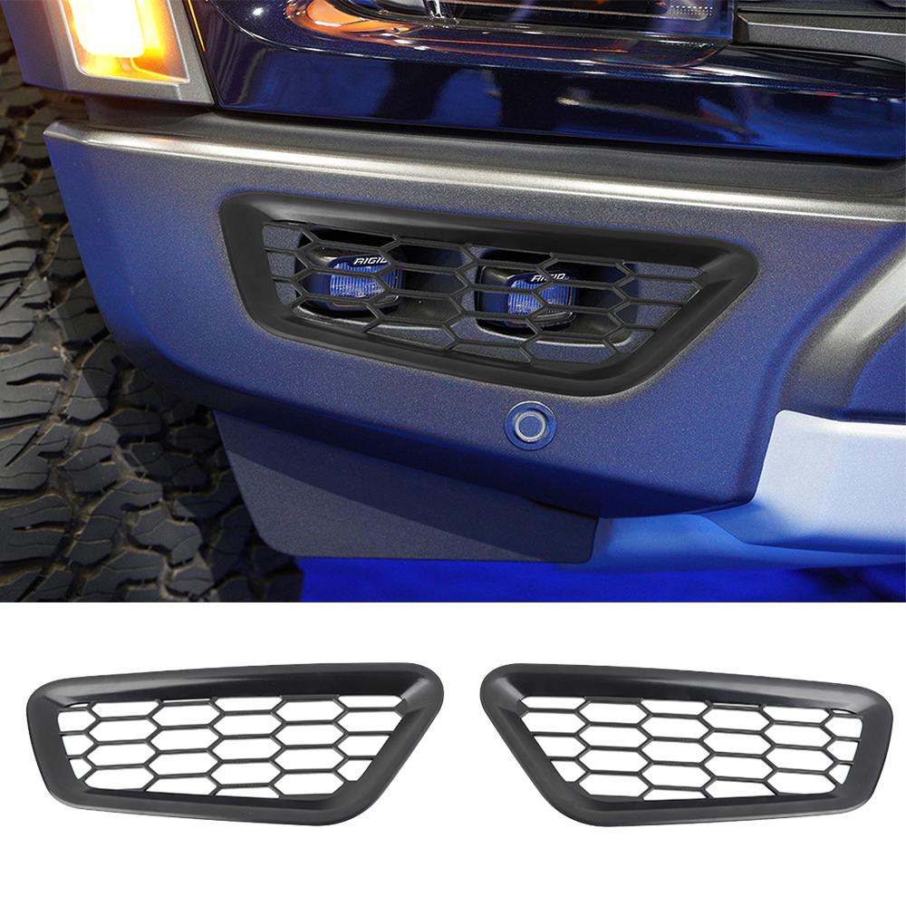Auto Front Stoßstange Dekoration Abdeckung Trim Nebel Licht Rahmen für Ford F150 Raptor 2022 2023 Außen Zubehör ABS Schwarz