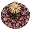 Floral Printed Folding Fan Hat Foldable Bamboo Sunscreen Cap Fan Sun Hats  for Travel