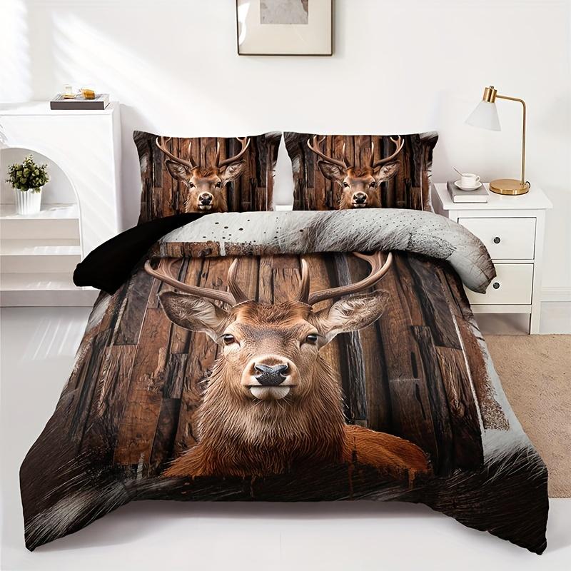 Forest Animal Deer Print Duvet Cover Set Soft Comfortable Duvet Cover For Bedroom Guest Room Bedding Set