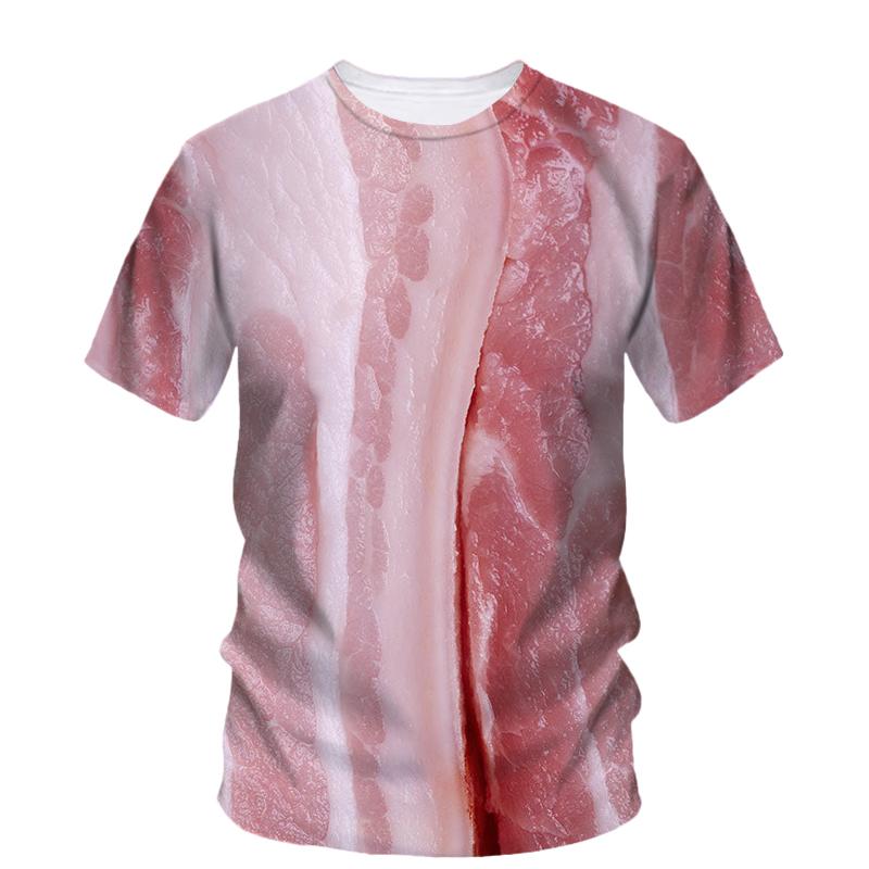 Funny Printed Meat Pork T Shirt Men Fashion Summer Oversizled T-Shirt Personality Street Casual Baggy Tops Tees Clothes
