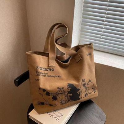 Casual Schoudertassen met Grote Capaciteit Shopper Canvas Letter Mode Harajuku Rits Print Ulzzang Handtassen Goedkoop Dames KTB
