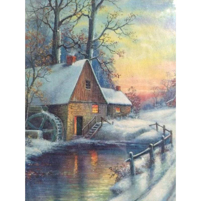 5D-Diamantgemälde zum Selbermachen, Winter, Schnee, Landschaft, Landschaft, voller runder Bohrer, Heimdekoration, Geschenk, Kreuzstich-Set, Mosaik-Wandkunst