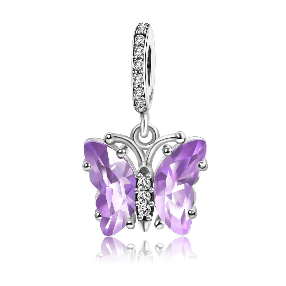 Copper Metal Murano Glass Butterfly Charm Bead Components Series Designed For Women's Bracelet High Quality Fine Jewelry Necklace Do It Yourself High