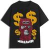 Mens Street Top Round Neck Short Sleeved Tshirt Y2K Style Masked Portrait Money English American Punk Hip Hop Print