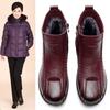 Women's Ankle Boots Winter Genuine Leather Moccasins Casual Woman Leather Boots Mother Cozy Snow Black Boots 2024 New