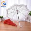 European White Lace Wedding Flower Girl Umbrella - Small Size with Stainless Steel Long Handle.