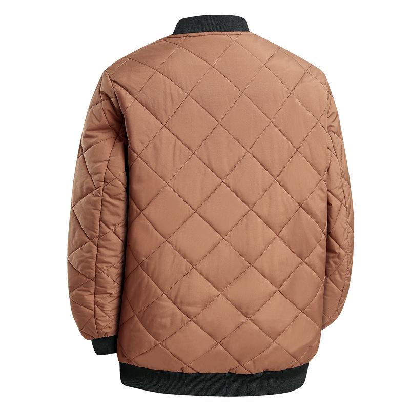 Men's Plus Size Cotton Padded Stand Collar Windbreaker - Fleece Lined, Casual Loose Fit for Spring and Autumn