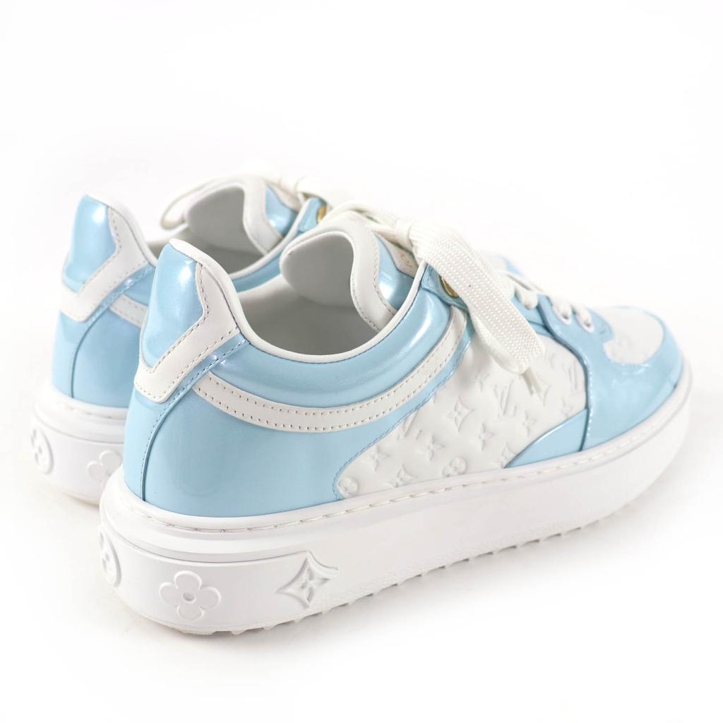 Great LOUIS VUITTON Low cut sneakers timeout line Monogram Light blue Women 37 Used