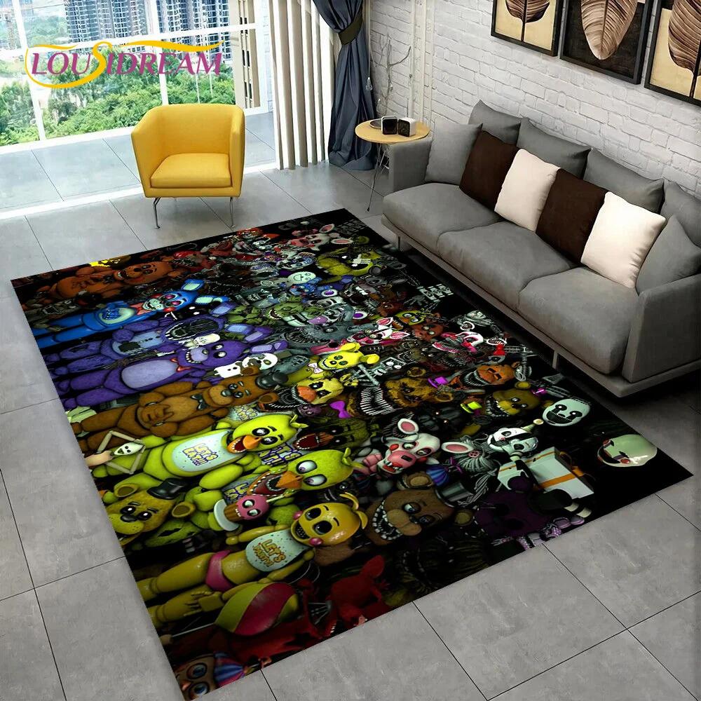 Tapis Tapis Freddy FNAF Jeu d'horreur pour la maison Salon Chambre à coucher Canapé Paillasson Décoration, Tapis pour aire de jeux pour enfants Tapis de sol antidérapant