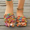 Fashion 2025 Summer New Open Toe Women's Slippers Mixed Colors Outdoor Low Heel Sandals Plus Size Daily Casual Beach Slippers Zapatos