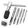 Adjustable T-Handle Ratchet Tap Holder Wrench Set Hand Tools with 5pcs M3-M8 Machine Screw Thread Metric Plug T-shaped Tap
