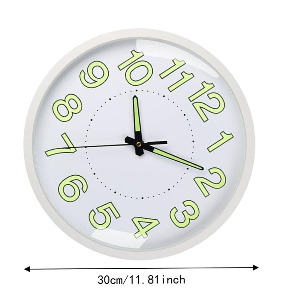 30cm Diameter Wall Mounted Clock Plastic Frame Luminous Wall Clock  Office Decor