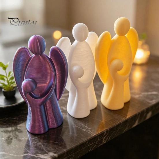 Durable Eco Friendly Craft Gifts 3D Printed Angel Figurine, Abstract with Kid Statue, Minimalist Sculpture, Compact Artistic Tabletop Ornaments Modern