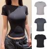 2025 Schnelltrocknendes Slim Fit Sportliches Kurzarm Yoga Top für Damen