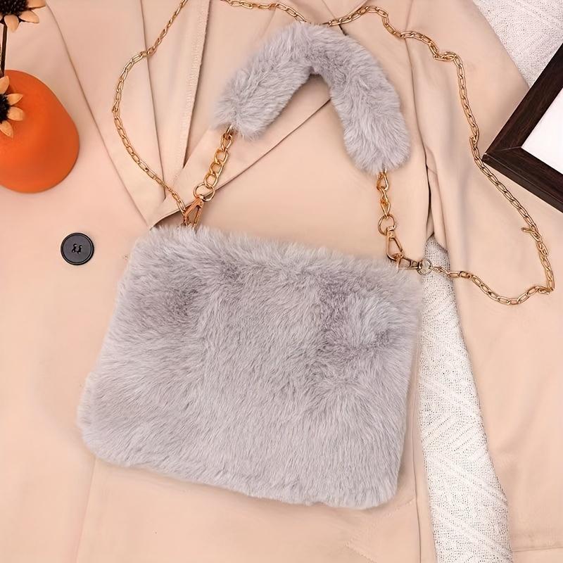 Gemütliche Plüsch-Handtasche Weiche Plüsch-Handtasche & Umhängetasche für Damen mit abnehmbarem Riemen | Gemütliche Umhängetasche, Geldbörse für Winter- & Freizeit-Outfits