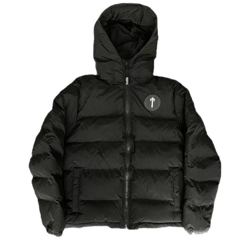 Giacca imbottita da uomo in cotone con cappuccio, spessa, con ricamo sul retro, Streetwear, Cappotto invernale, Vestibilità ampia