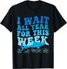 I Wait All Year For This Week Funny Shark Lover 2025 Ocean T-Shirt