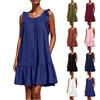 Ladies' Color Fashionable Casual Loose Round Neck Sleeveless Ruffle Dress
