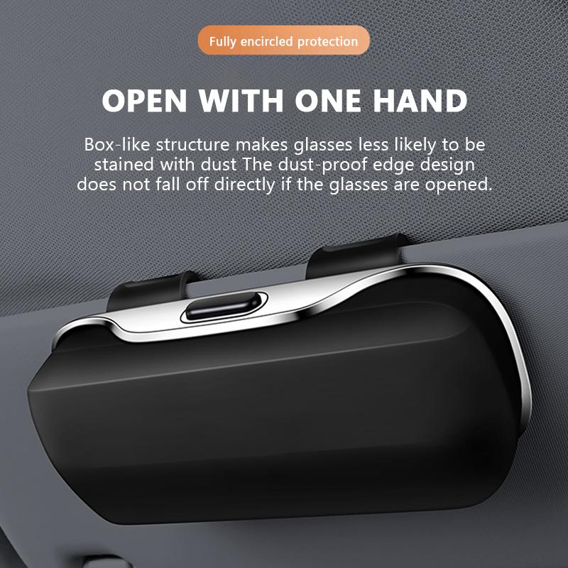SEAMETAL Car Glasses Box Portable Press Switch Sunglasses Holder Driving Glasses Case Car Sun Visor Lenses Storage Box