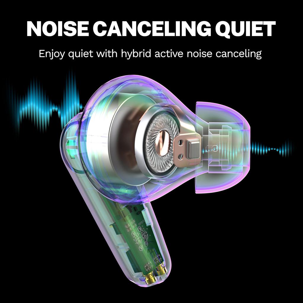 JLab Go Pods ANC Wireless Earbuds, Bluetooth 5.4 Noise Cancelling, Waterproof, Multi-Point, External Sound Capture, with Mic, 26 Hours of Playtime,