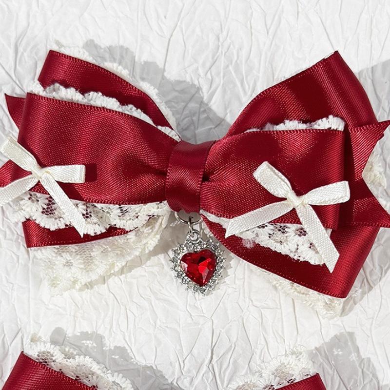 Gothic Lolita Stil Hårklämma Svart Bandrosett Trendiga Hårklämmor för Kvinnor