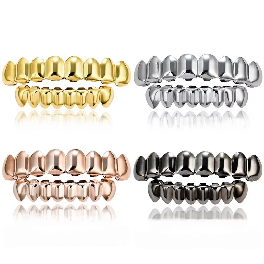 Anti Slip Teeth Grillz Caps Eco-friendly Copper Teeth Jewelry Teeth Grillz Top Bottom Set Events