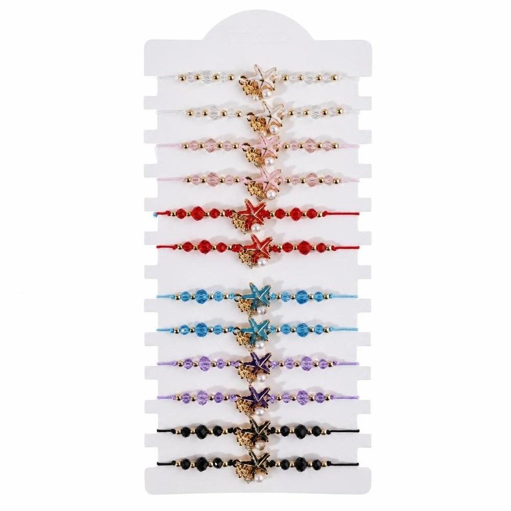 12Pcs/Set Woven Design Bohemian Woven Bracelets Hand Chains For Women