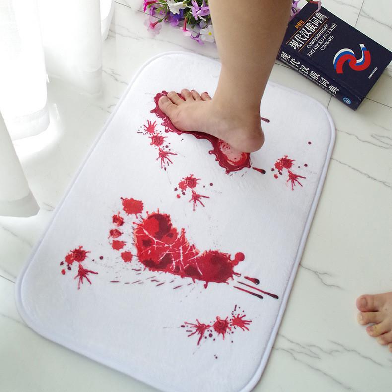 Halloween Cartoon Door Mat With Blood Footprint Pattern For Home Entryway Decor