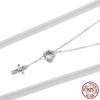 S925 Sterling Silver Love & Cross Pendant Necklace for Women Colored Zirconium Lock Chain Choker Plated Platinum Jewelry