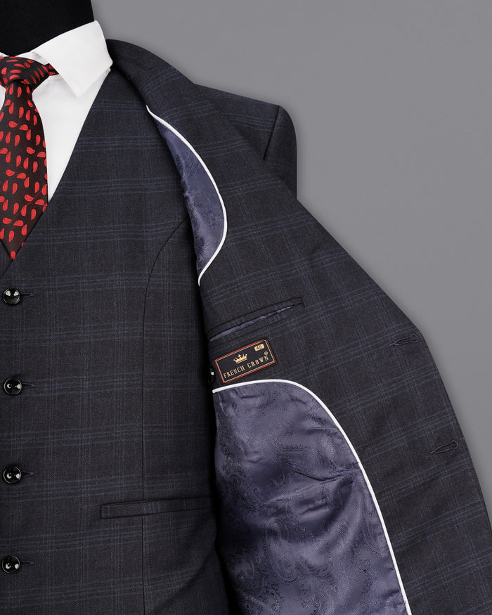 Mirage Gray Windowpane Single Breasted Blazer