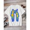 Thermisches Muster bedrucktes Rundhals Kurzarm T-Shirt Sportlich Lässig Vielseitiger Stil Geeignet für Sommerausflüge