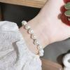 Faux Pearl Bracelet Rhinestone Alloy Smooth Finish Contrast Color Bangle Lady Wrist Jewelry for Prom Formal Banquet Wedding