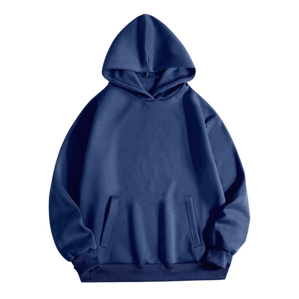 Solid Color Sweater Autumn and Winter New Women's Hooded Pocket Fleece Long-sleeved Fleece Shirt
