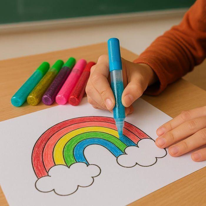 Pack of 6 Glitter Glue Pens Assorted Colors Creative Hobbies for Children and School