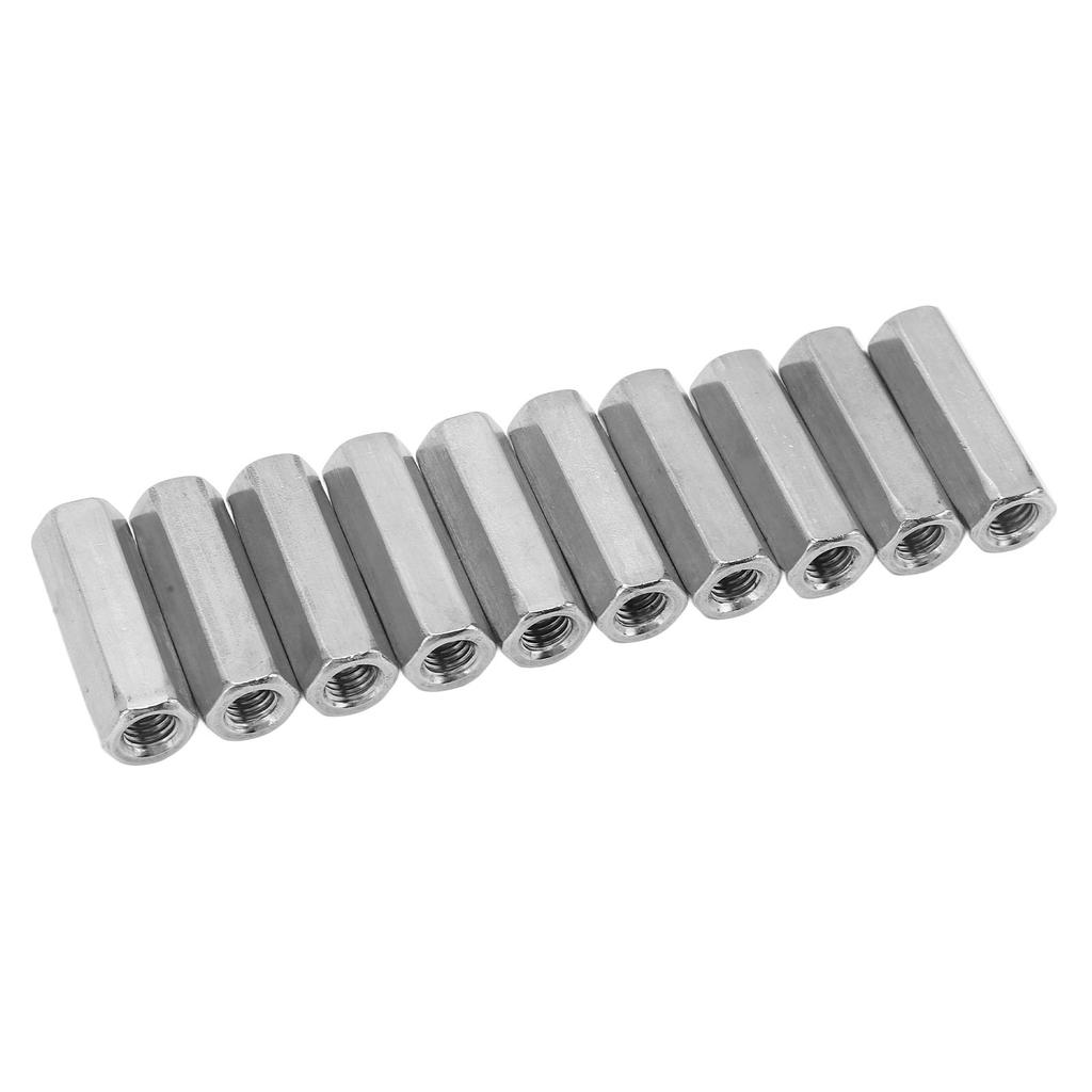 10PCS Long Rod Coupling Hex Nut Stainless Steel Anti Corrosion Silver Coupling Nut for Installation