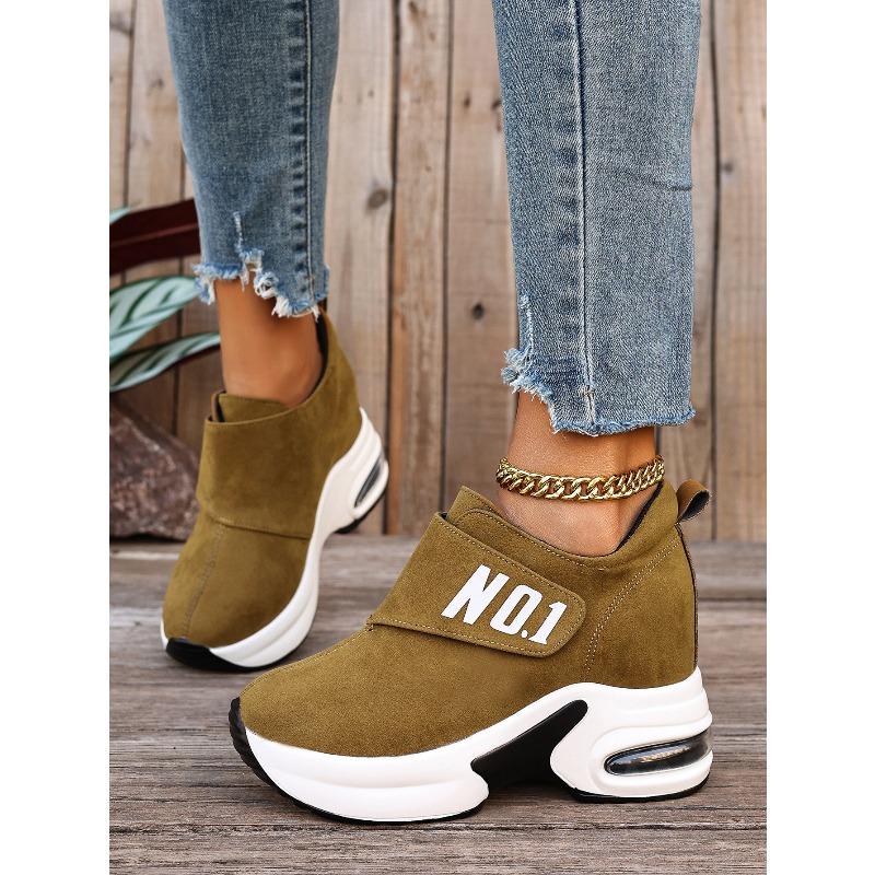 Alfabet Store Størrelser Kile Sneakers 2025 Efterår Nye Velcro Platform Afslappede Sko