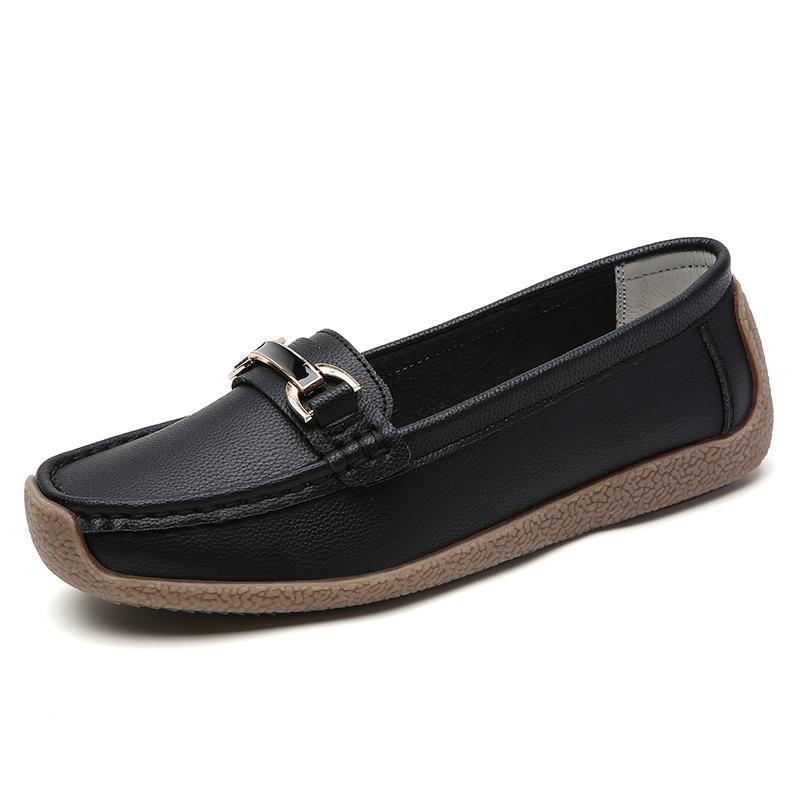Designer Women Casual Shoes Leather Slip On Flat Shoes Women Loafers Moccasins Luxury Brand Shoes for Women Plus Size 35-44