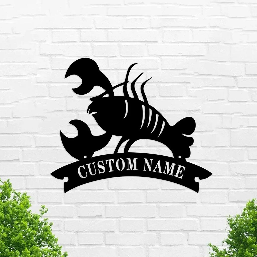 Metal Wall Art Crayfish, Kitchen Decor, Rustic Crustacean Sign, Housewarming Gift