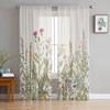 Plants Flowers Leaves Curtain Window Tulle Living Room Bedroom Kitchen Chiffon Treatment Decorations Curtains Light Filtering Made Of Polyester Area