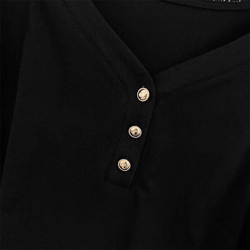 Plus Size V-Neck Loose Mid-Length Short-Sleeve T-Shirt for Women