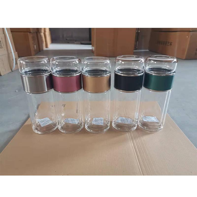 420ml Dubbelwandige Glazen Beker Makkelijk Schoon te Maken Glazen Theekopje Thee-infuser Thee-infuser Waterbeker Kantoor Buiten Reizen Kerstcadeau