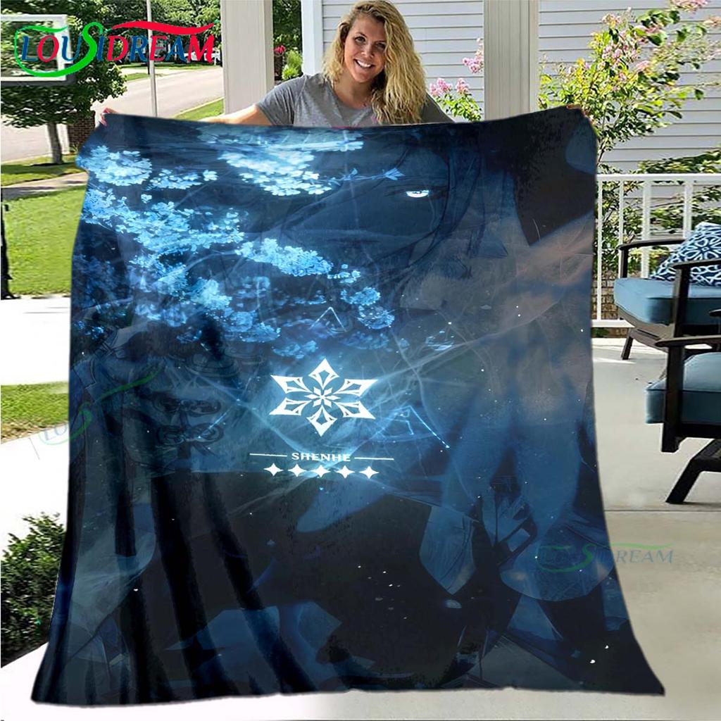 Coperta Calda con Motivo di Rune Genshin Impact, Coperta Sottile in Flanella, Portatile per Casa, Viaggio, Ufficio, Pausa Pranzo, Regalo di Compleanno