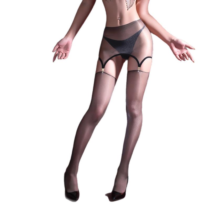 Women Sexy Stockings Wuth Split Wrap Hip Skirt Hollow Perspective High Elastic Transparent Tights Pantyhose Mesh Sockings