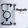 Luxury Aluminum Alloy Stand Rimless Phone Case For iPhone 15 Plus 14 13 Pro Max Magsafe Magnetic Metal Lens Shell Frosted Matte Cover