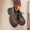 Large Size Platform British Style Lace-up Small Leather Shoes Round Head Thick Heel Autumn Retro Muffin Single Shoes Women