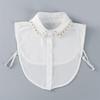 Detachable Collar Removable Button Comfortable Fabric False Collar Shirt Bead Decors for Business Casual Daily Wear