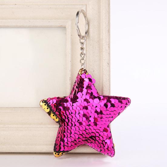 Frauen Glitzer Pailletten Stern Auto Schlüsselanhänger Schlüsselanhänger Tasche hängen Ornament Anhänger