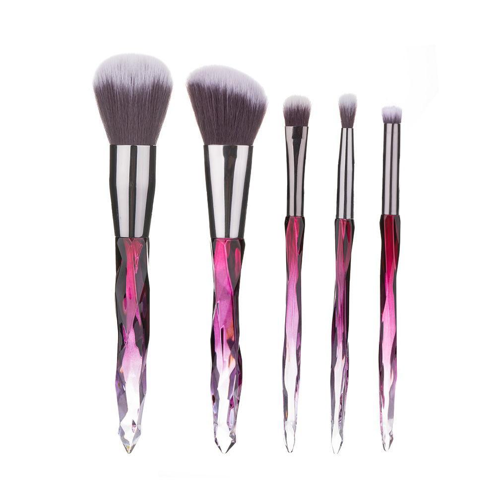 New 5 makeup brushes set Colorful diamond transparent makeup brush set Crystal handle beauty makeup tool