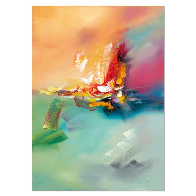 Bunte abstrakte Wandkunst, gelb, rosa, blau, Traumblatt, Ölgemälde, Leinwand, Wandbilder für Raumdekoration, Aquarelle, Kunstwerk