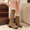 2024 Hot Sale Women's Shoes Knee-High Women's Boots Fashion Belt Buckle Modern Boots Women New Round Toe Solid Shoes for Women